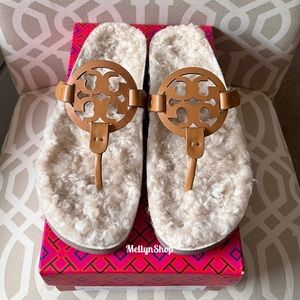 NEW Tory Burch Miller Cloud Shearling Sandals 8.5